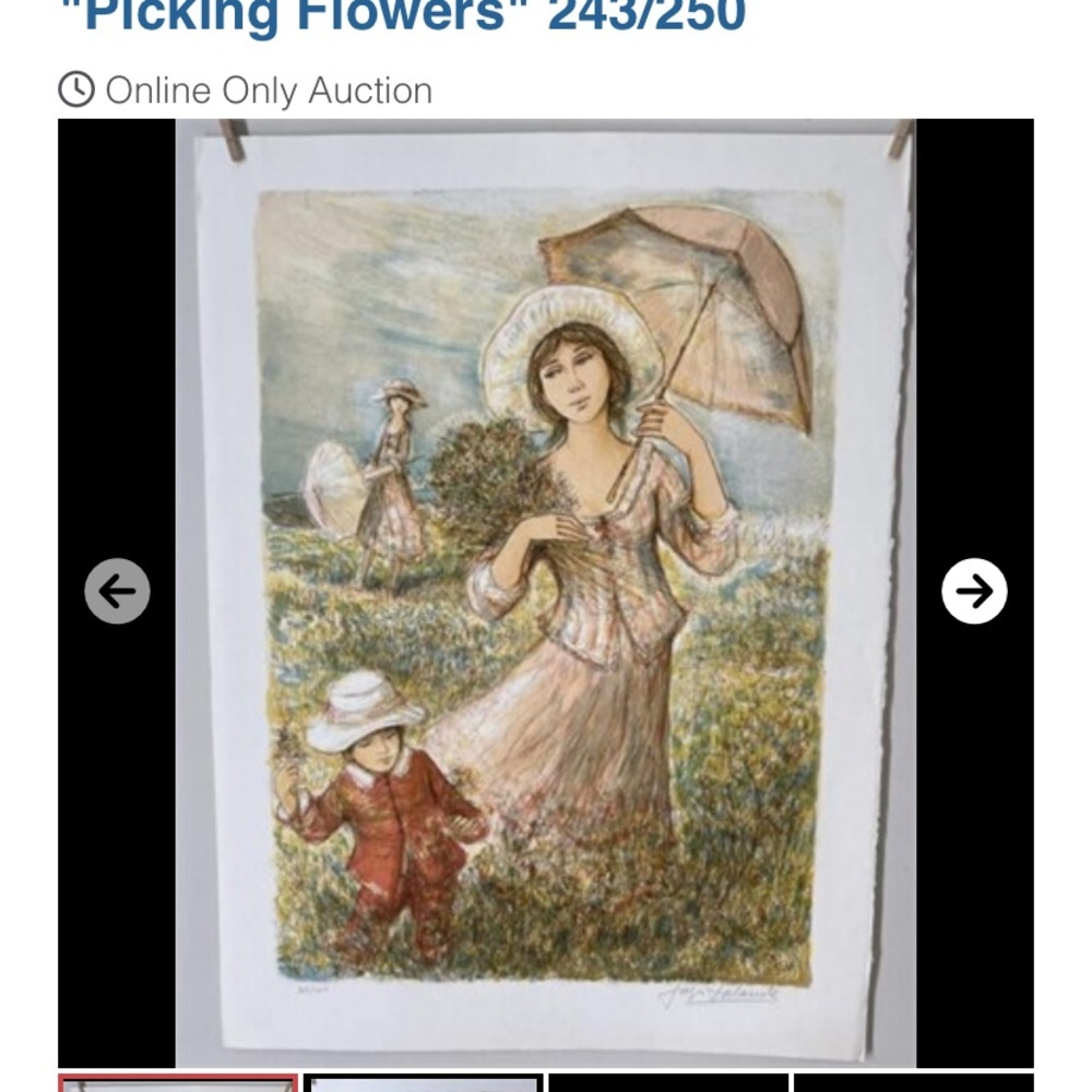 Jacques Lalandé “ Picking Flowers “ Lithograph #‎ 243 of 250 Pencil Signed